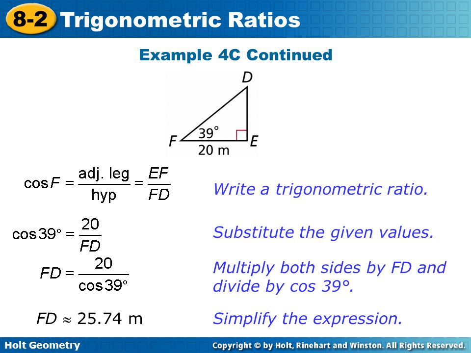 how to write a trigonometric ratio as a simplified fraction definition